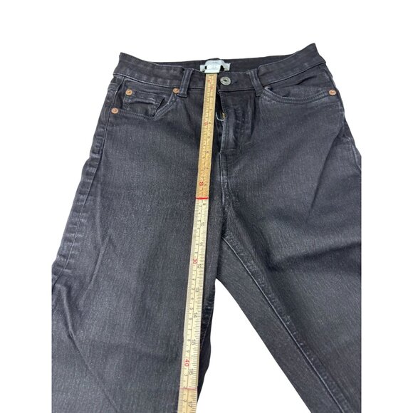 H&M High-Waisted Black Wide-Leg Frayed Hem Jeans - Picture 6 of 11